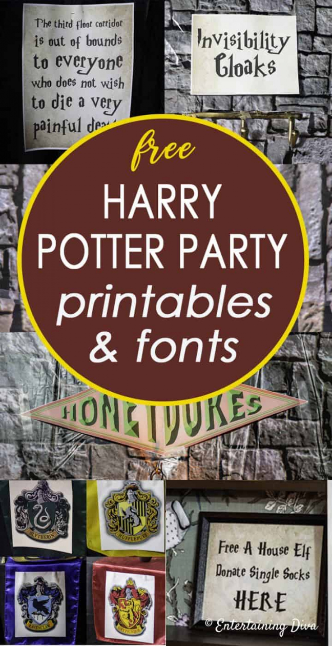 Harry Potter Printable Free - Printable - Free Harry Potter Printables and Fonts - Entertaining Diva