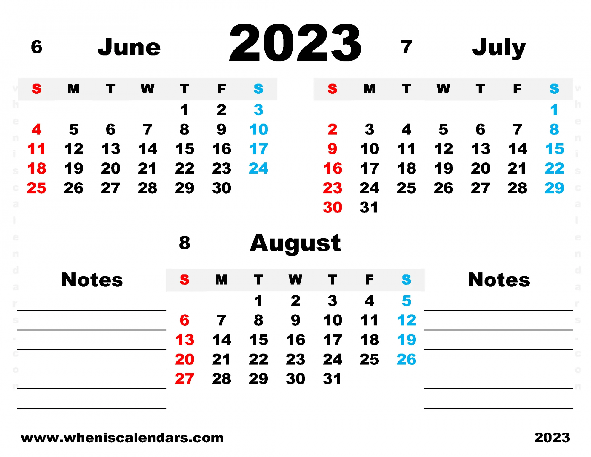 Free Printable Calendar June July August 2023 - Printable - Free June July August  Calendar Printable PDF In Landscape