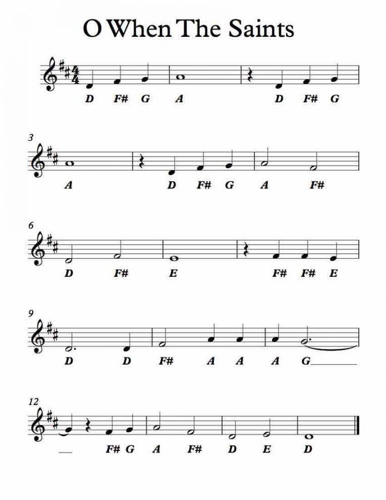 Free Printable Piano Sheet Music For Beginners With Letters - Printable - Free Letter Names Worksheet – O When The Saints  Piano sheet