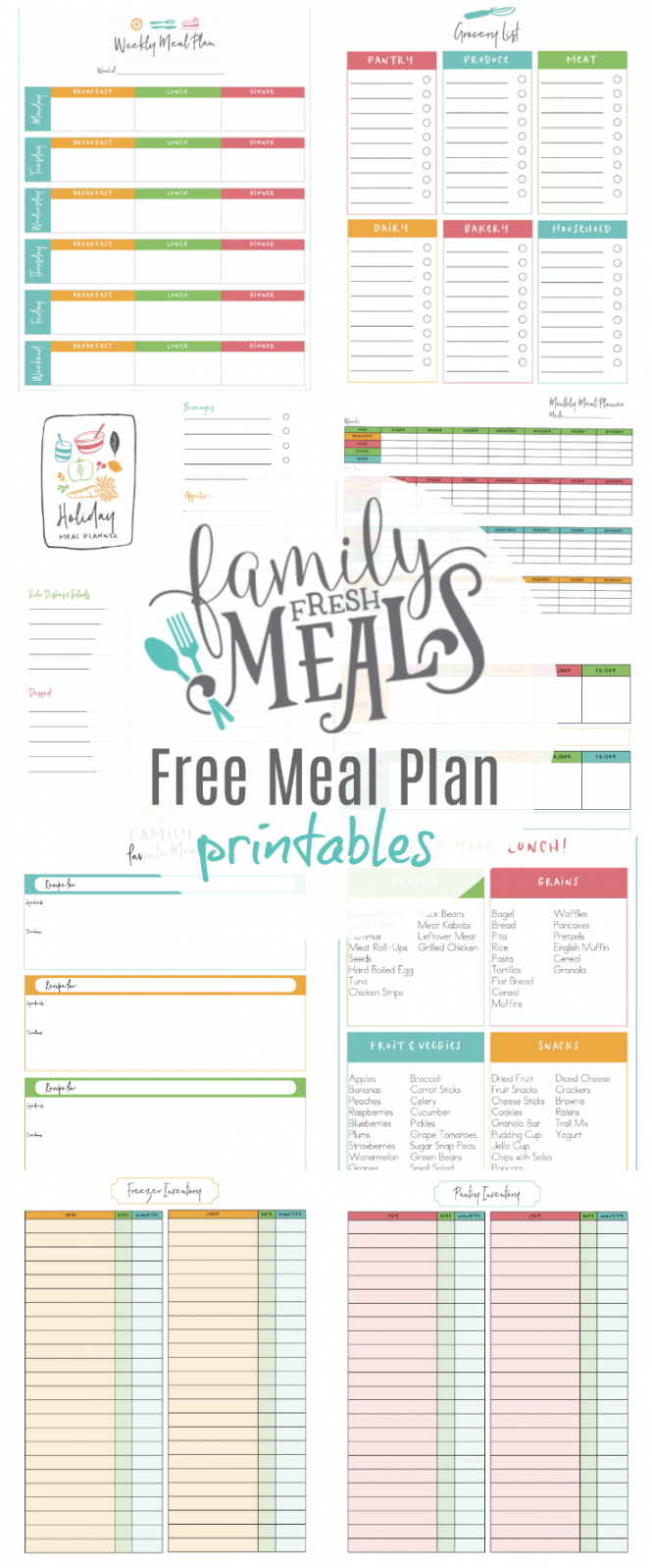 Meal Planner Printable Free - Printable - Free Meal Plan Printables - Family Fresh Meals