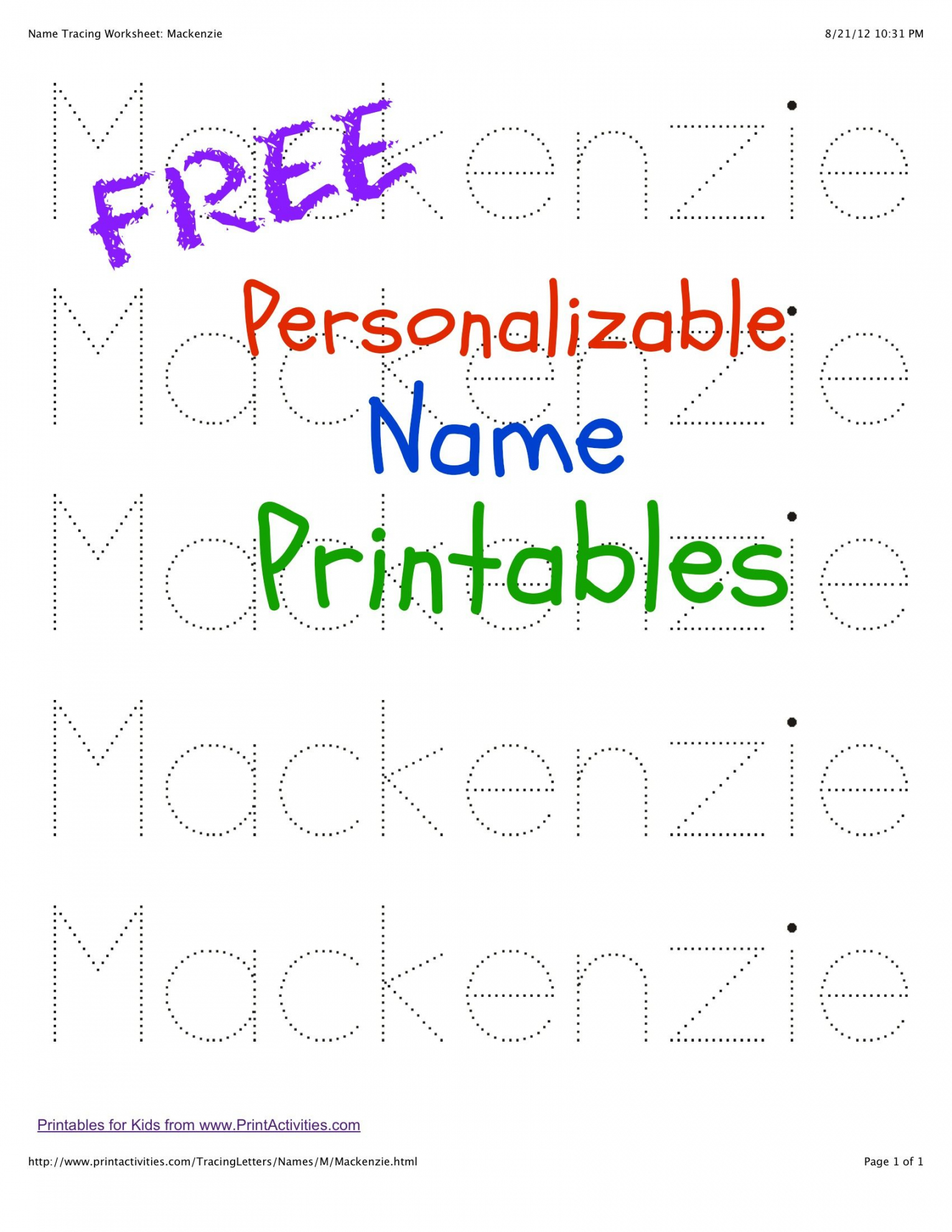 Free Printable Name Tracing - Printable - Free Name Printables