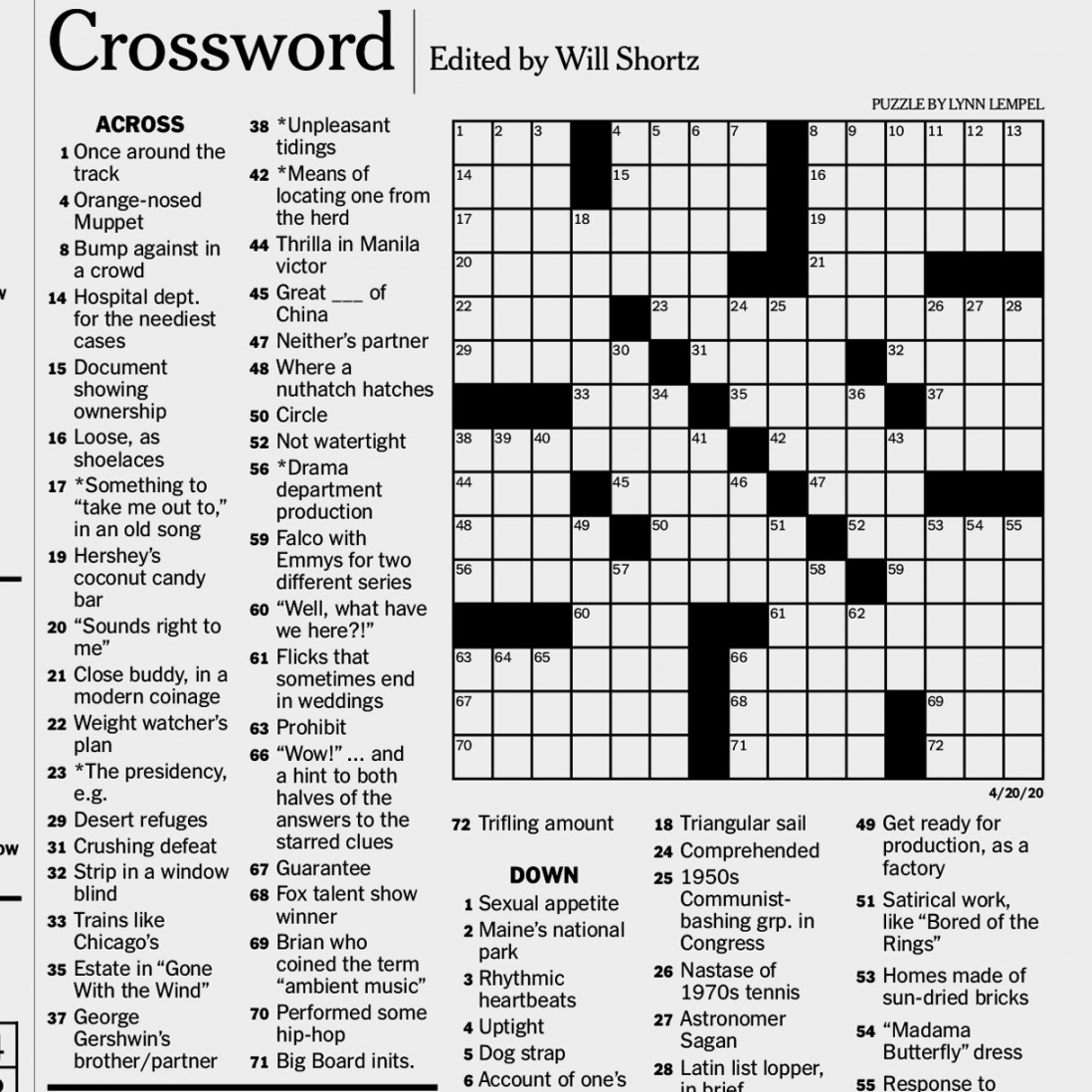 New York Times Crossword Printable Free - Printable - Free Ny Times Printable Crossword Puzzles