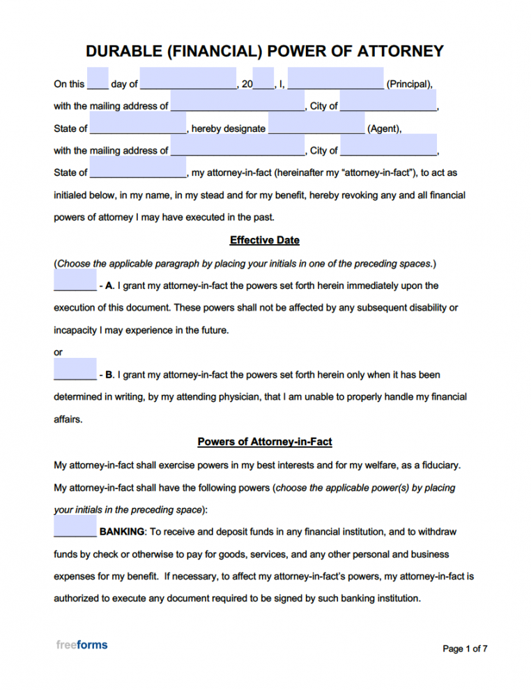 Free Printable Power of Attorney - Printable - Free Power of Attorney Forms  PDF  WORD