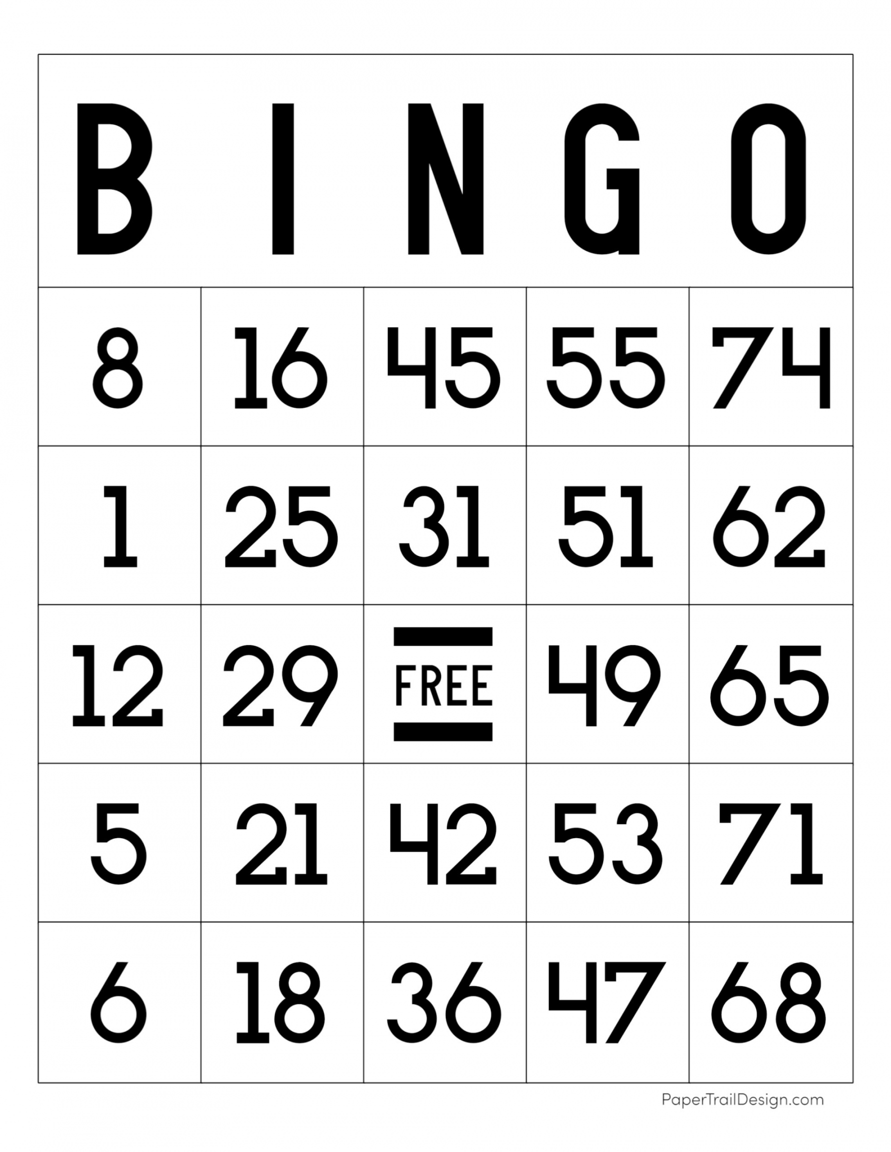 Free Printable Bingo Card Generator - Printable - Free Printable Bingo Cards - Paper Trail Design