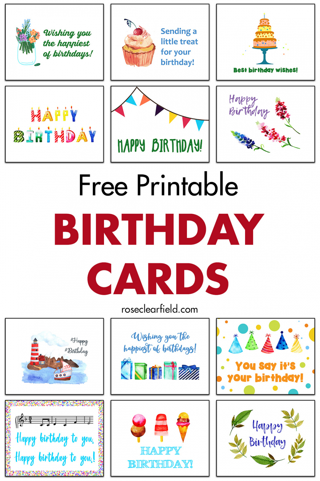 Free Printable Greeting Cards - Printable - Free Printable Birthday Cards - Rose Clearfield