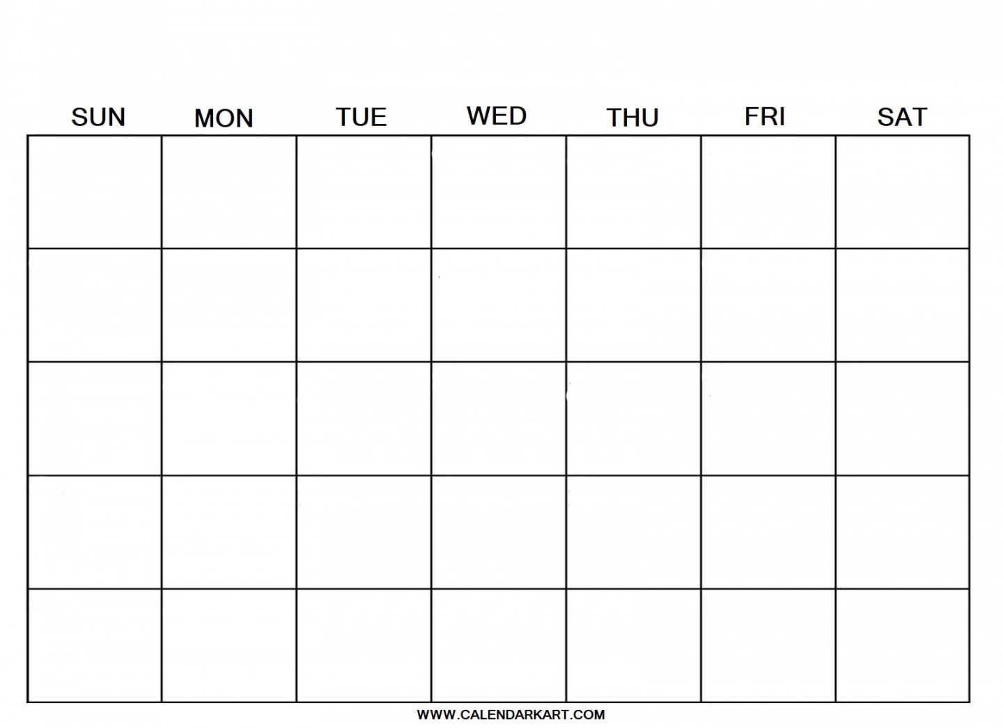 Free Blank Calendar Printables - Printable - Free Printable Blank Calendar Templates - CalendarKart