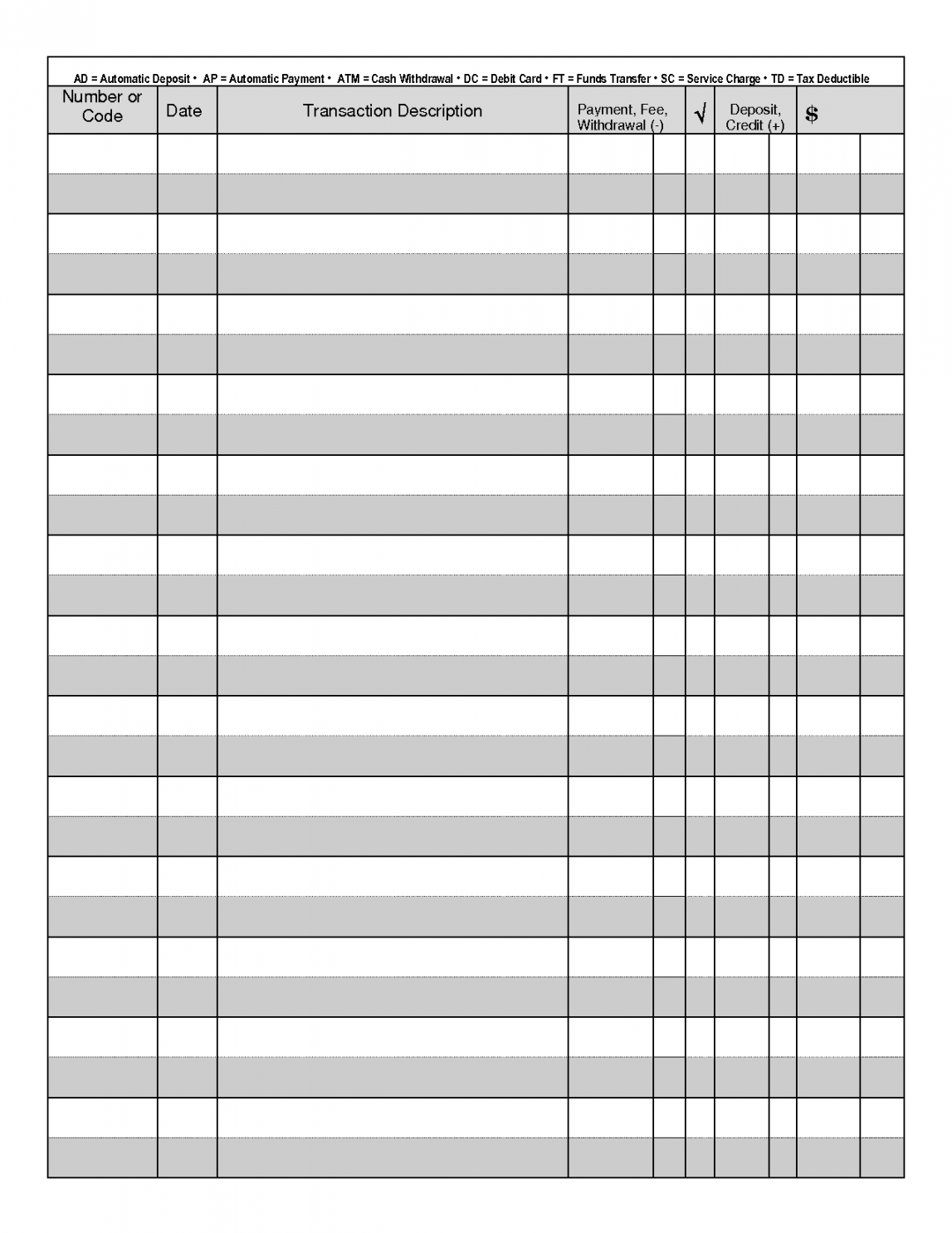 Free Printable Checkbook Register - Printable - Free+Printable+Blank+Check+Register  Printable check register