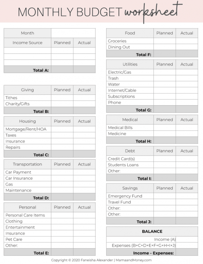 Free Printable Budget Sheet - Printable -  FREE Printable Budget Templates to Absolutely Crush your Finances