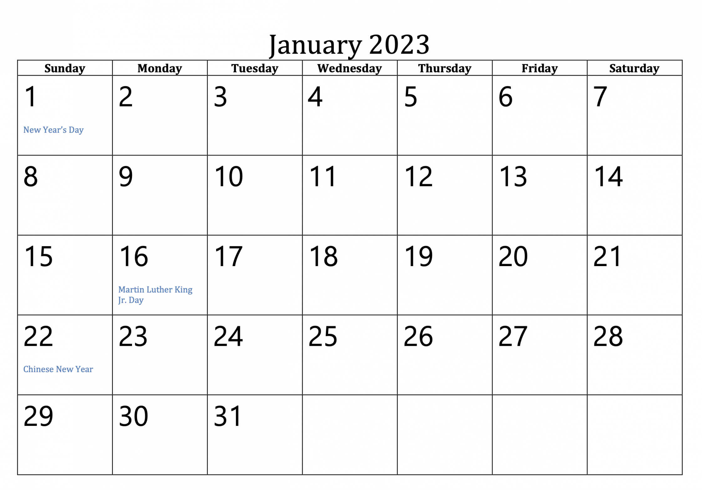 Free Printable 2023 Monthly Calendar With Holidays - Printable - Free Printable  Calendars  Free Printables