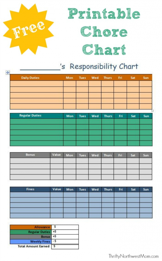 Customizable Free Printable Chore Charts - Printable - Free Printable Chore Chart for Kids Customize Responsibility Chart