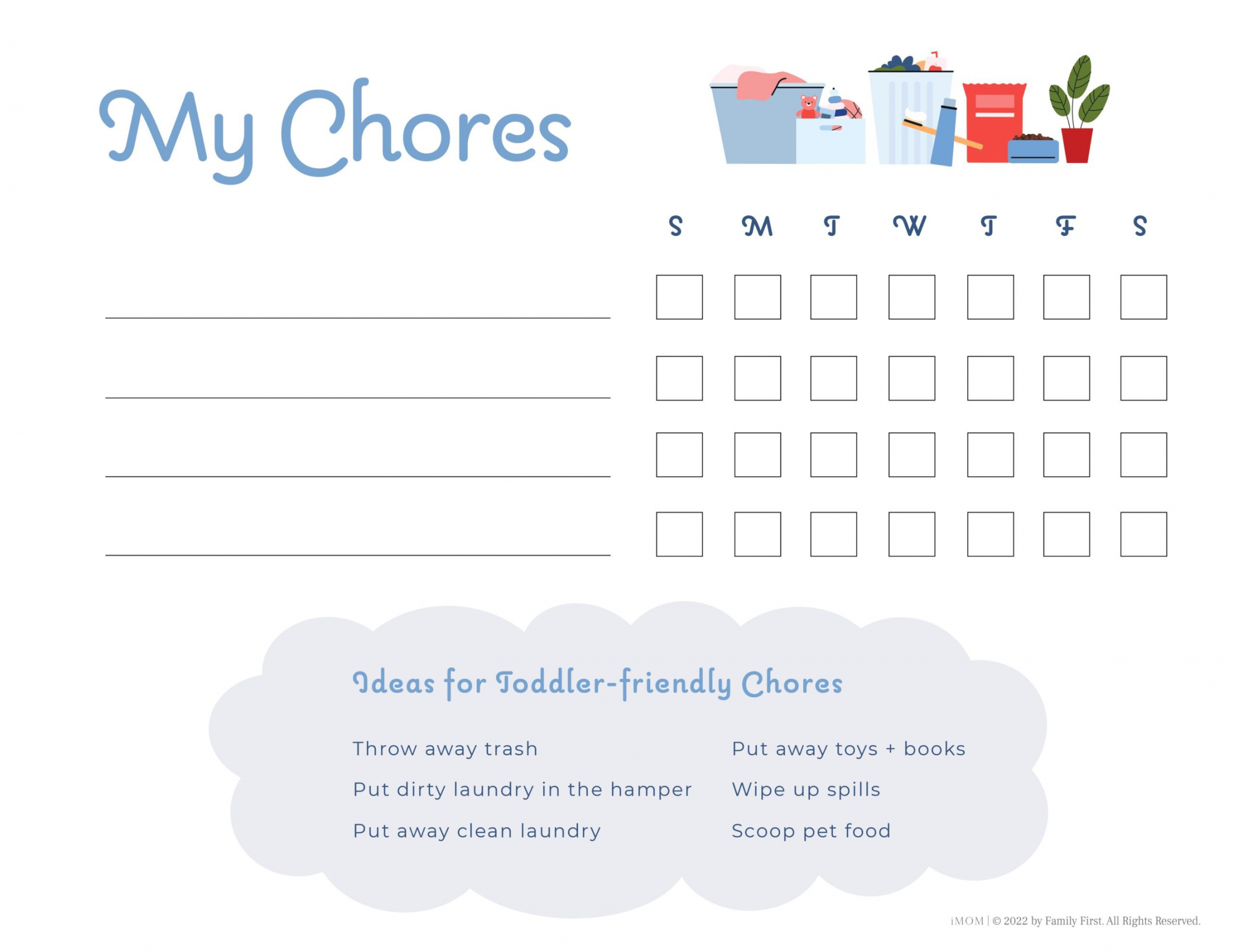 Chore Chart Printable Free - Printable -  Free Printable Chore Charts - iMOM