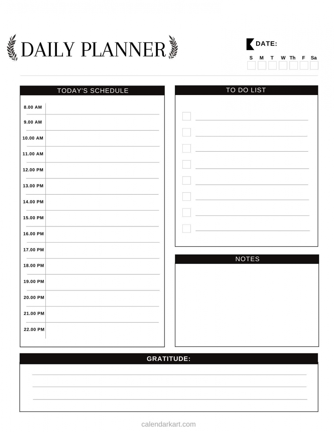 Free Daily Planner Printable - Printable - Free Printable Daily Planner Templates (Editable PDF) - CalendarKart