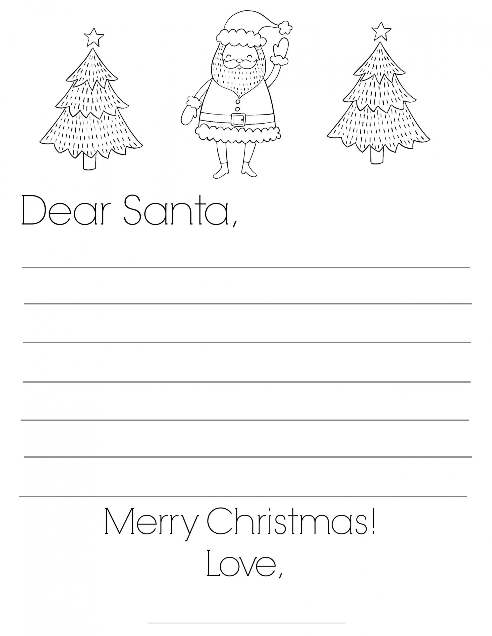 Free Printable Letter To Santa Template Black And White - Printable - Free Printable Dear Santa Letters for Kids to Enjoy