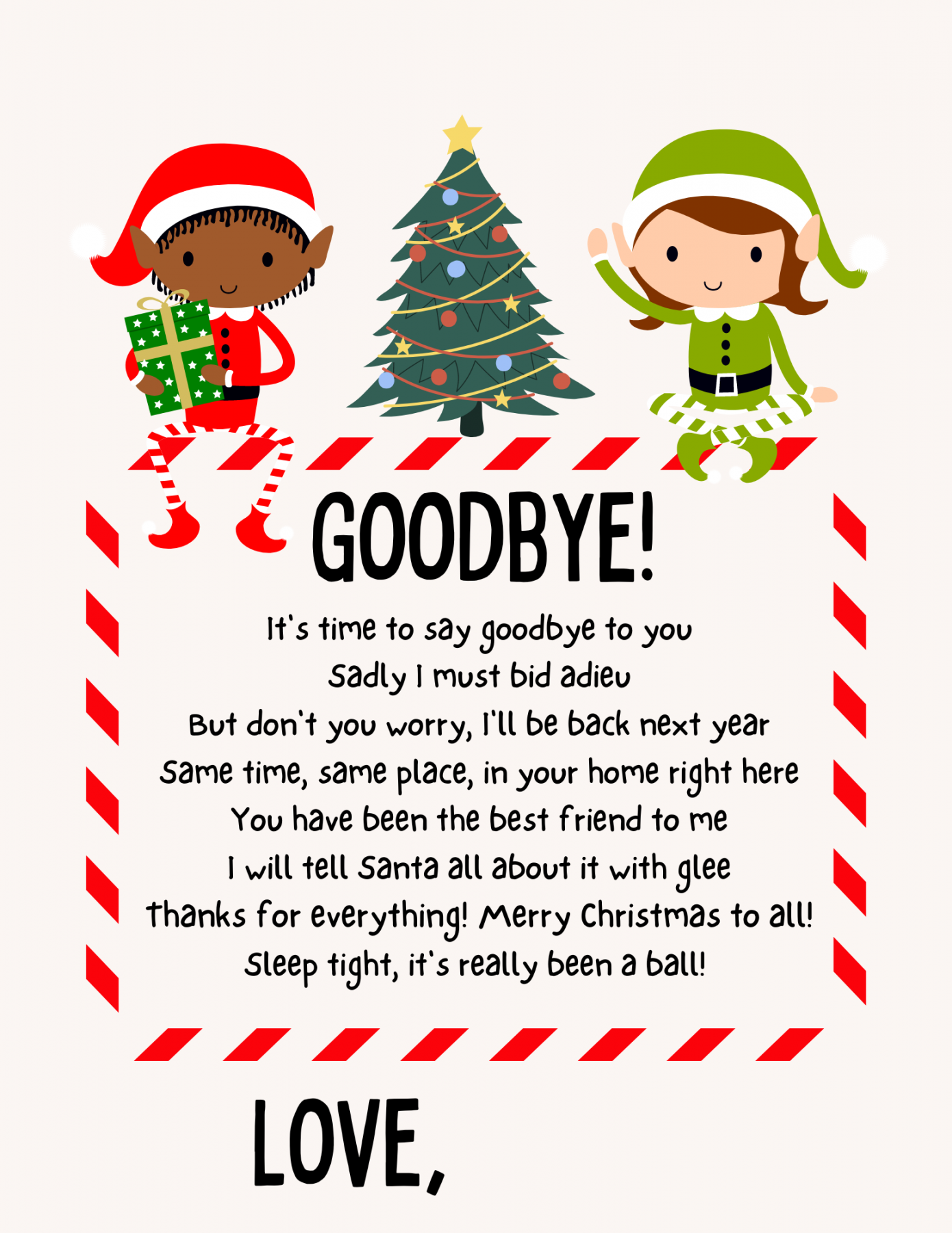 Elf On The Shelf Goodbye Letter Free Printable - Printable - Free Printable Elf on the Shelf Goodbye Letters - Lola Lambchops