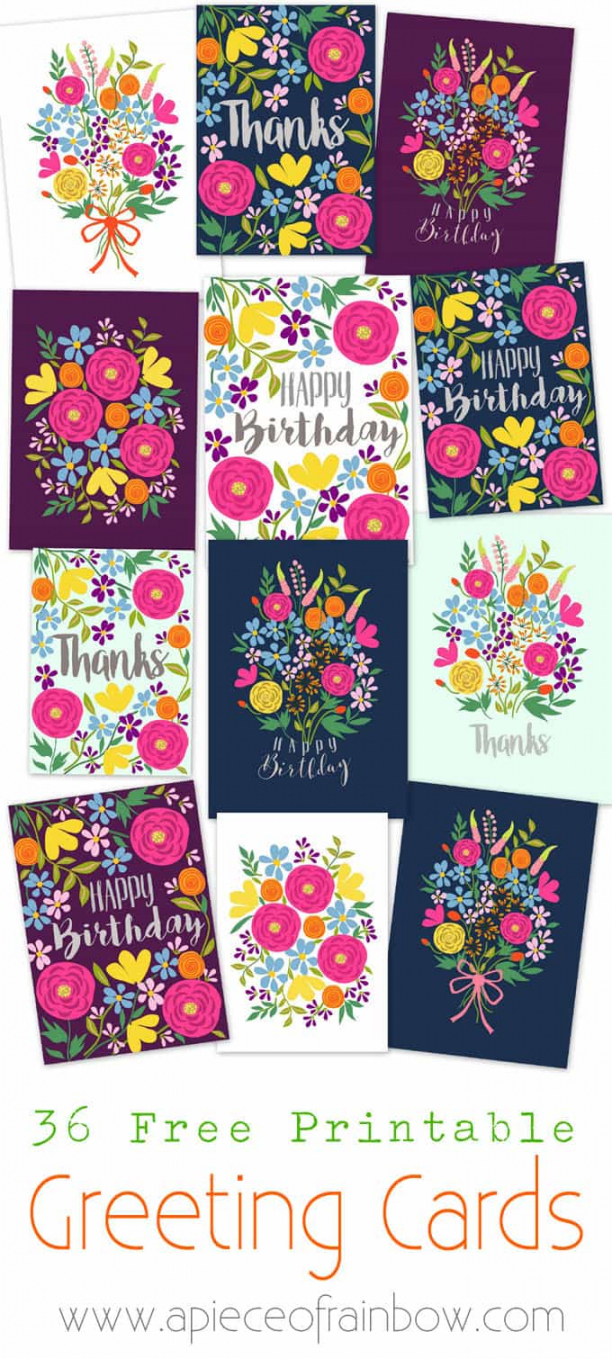 Free Printable Greeting Card - Printable - Free Printable Flower Greeting Cards - A Piece Of Rainbow