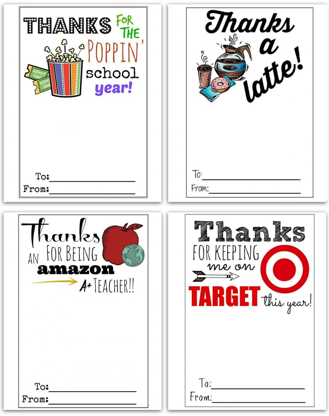 Free Teacher Appreciation Printable Cards - Printable - FREE Printable Gift Card Holders for Teacher Gifts