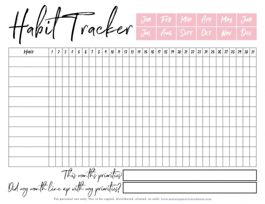 Free Printable Habit Tracker - Printable -  Free Printable Habit Trackers ⋆ The Petite Planner