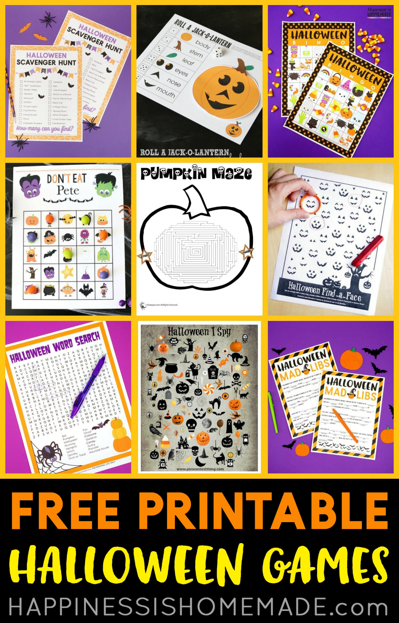 Free Printable Halloween Games - Printable - Free Printable Halloween Games - Happiness is Homemade