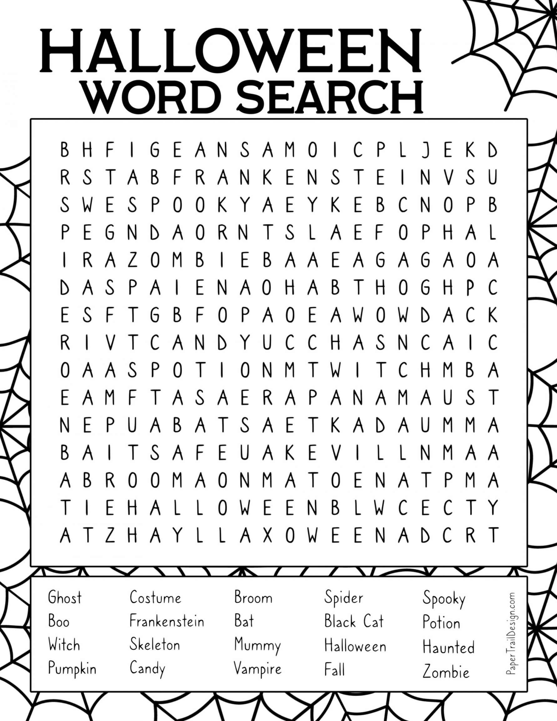 Free Printable Halloween Word Searches - Printable - Free Printable Halloween Word Search - Paper Trail Design