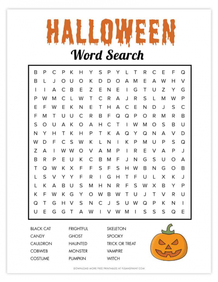 Free Printable Halloween Word Searches - Printable - Free Printable Halloween Word Search - Pjs and Paint
