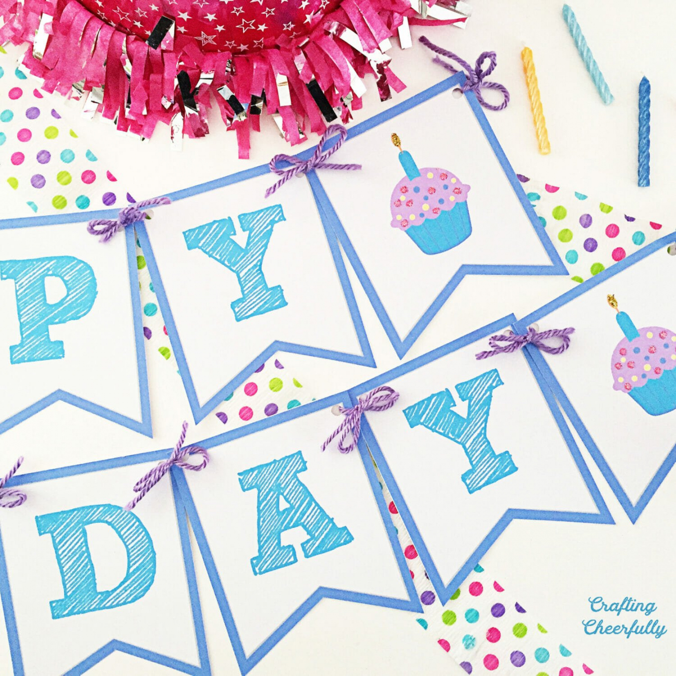 Free Printable Happy Birthday Banner - Printable - Free Printable Happy Birthday Banner! - Crafting Cheerfully