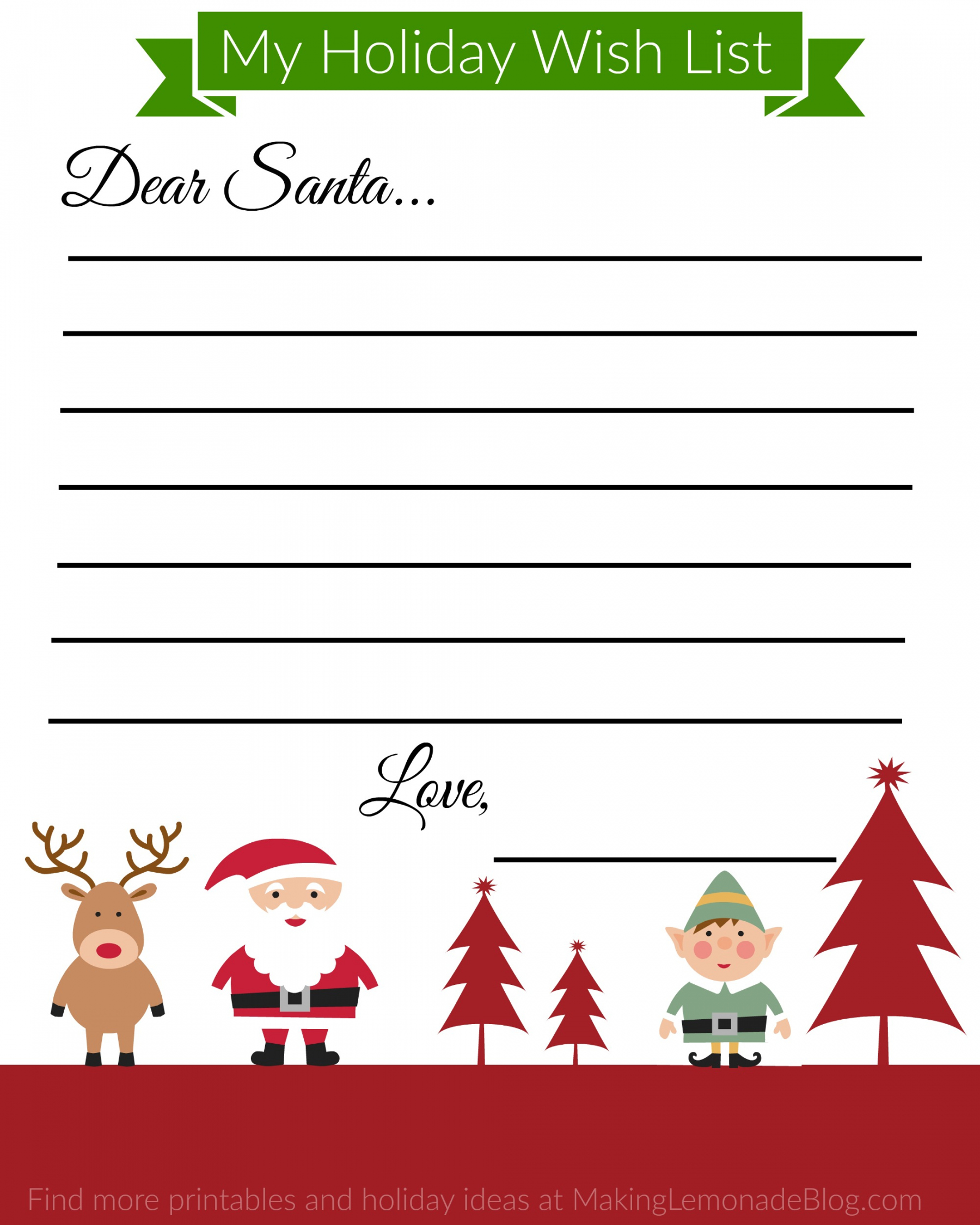 Christmas Wish List Free Printable - Printable - Free Printable Holiday Wish List for Kids  Making Lemonade