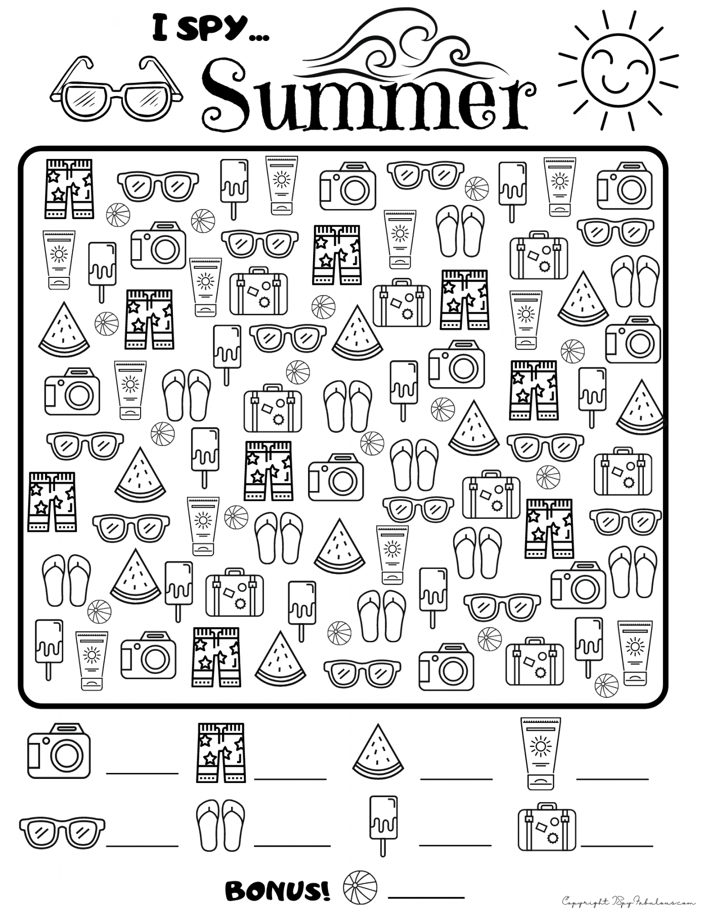 Free I Spy Printable - Printable - Free Printable I Spy Summer Coloring Page - I Spy Fabulous