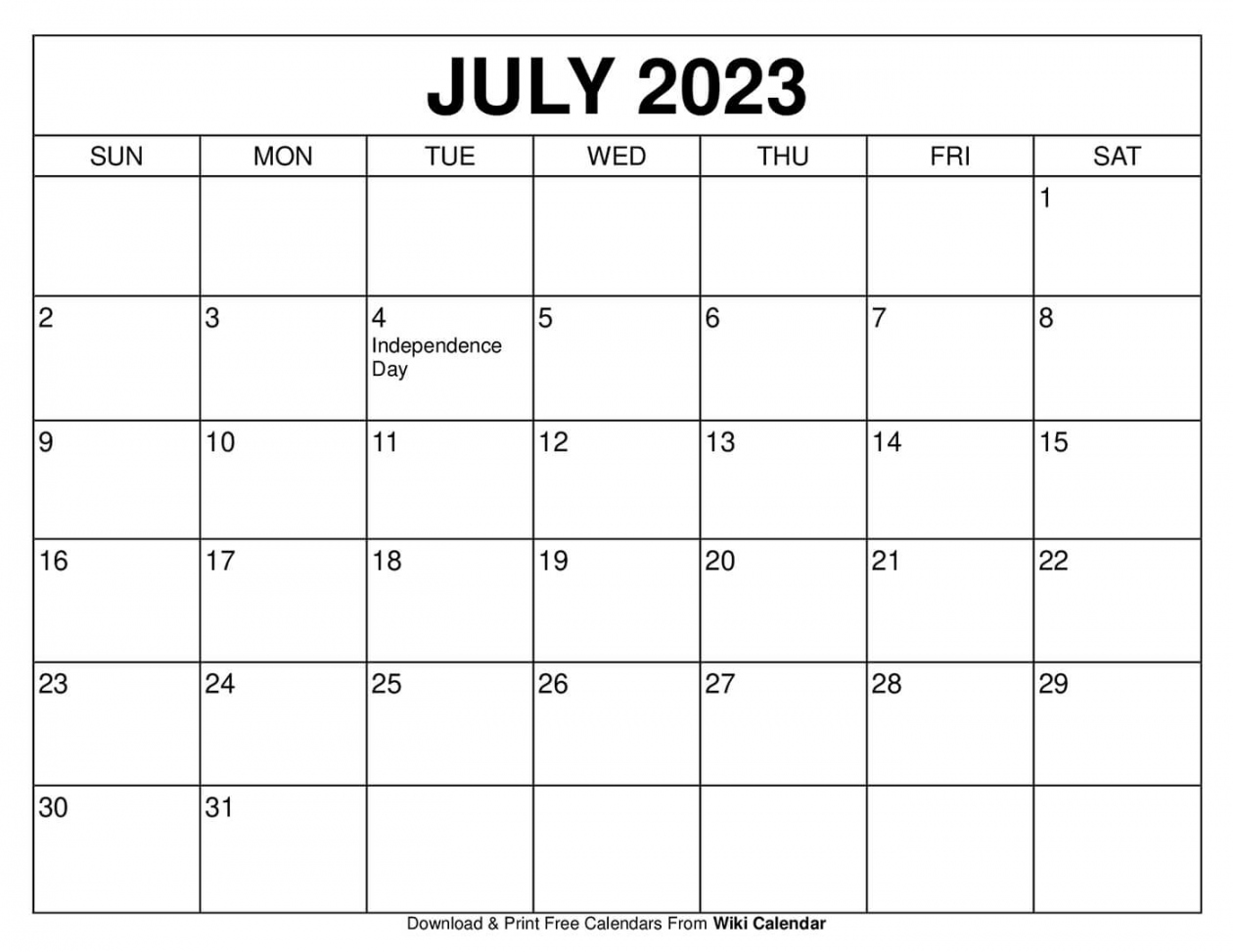 July Free Printable Calendar - Printable - Free Printable July  Calendar Templates With Holidays - Wiki Calendar