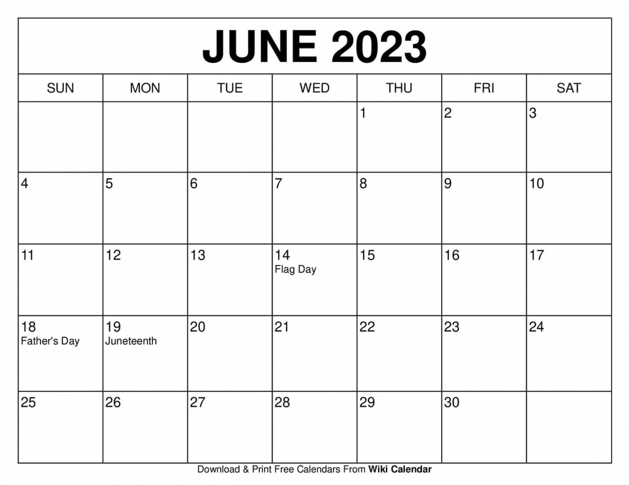 Free Printable June 2023 Calendar - Printable - Free Printable June  Calendar Templates With Holidays - Wiki Calendar