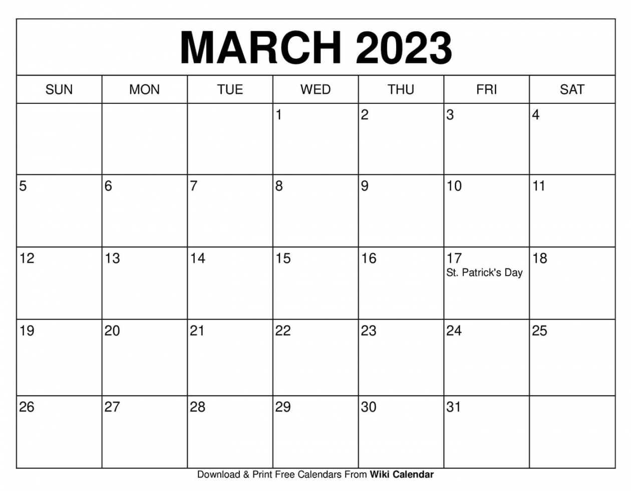 2023 Calendar Free Printable - Printable - Free Printable March  Calendar Templates With Holidays