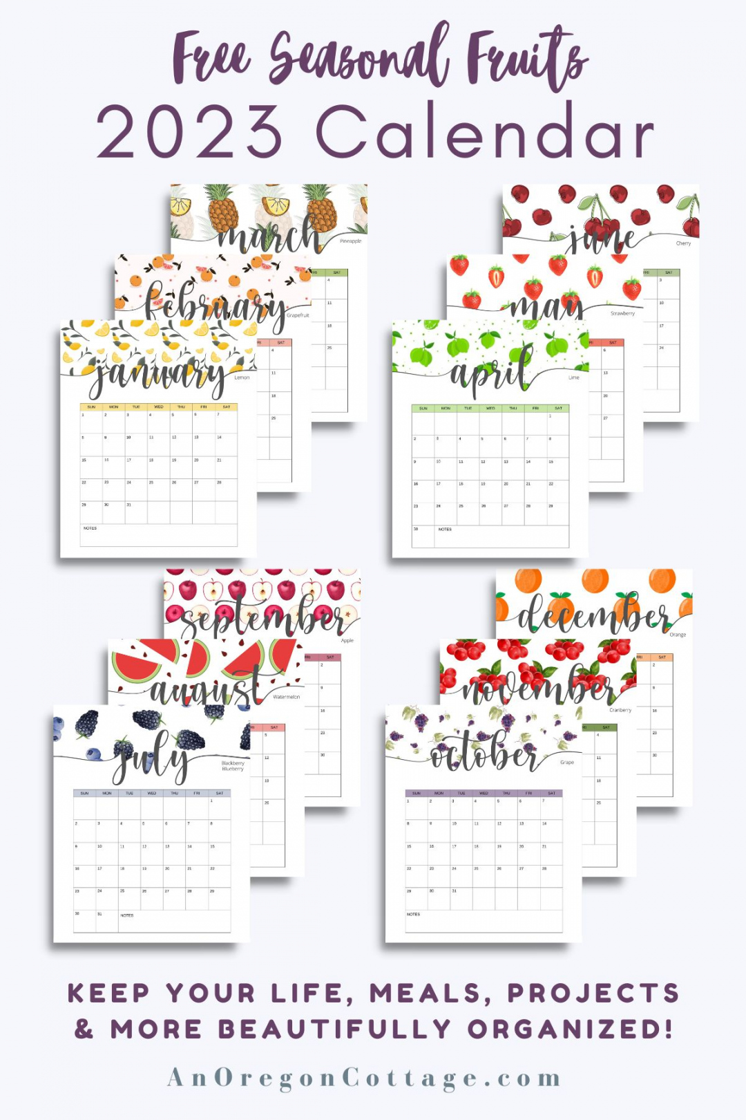 Free Printable Monthly Calendar 2023 - Printable - Free Printable Monthly Calendar for  - An Oregon Cottage