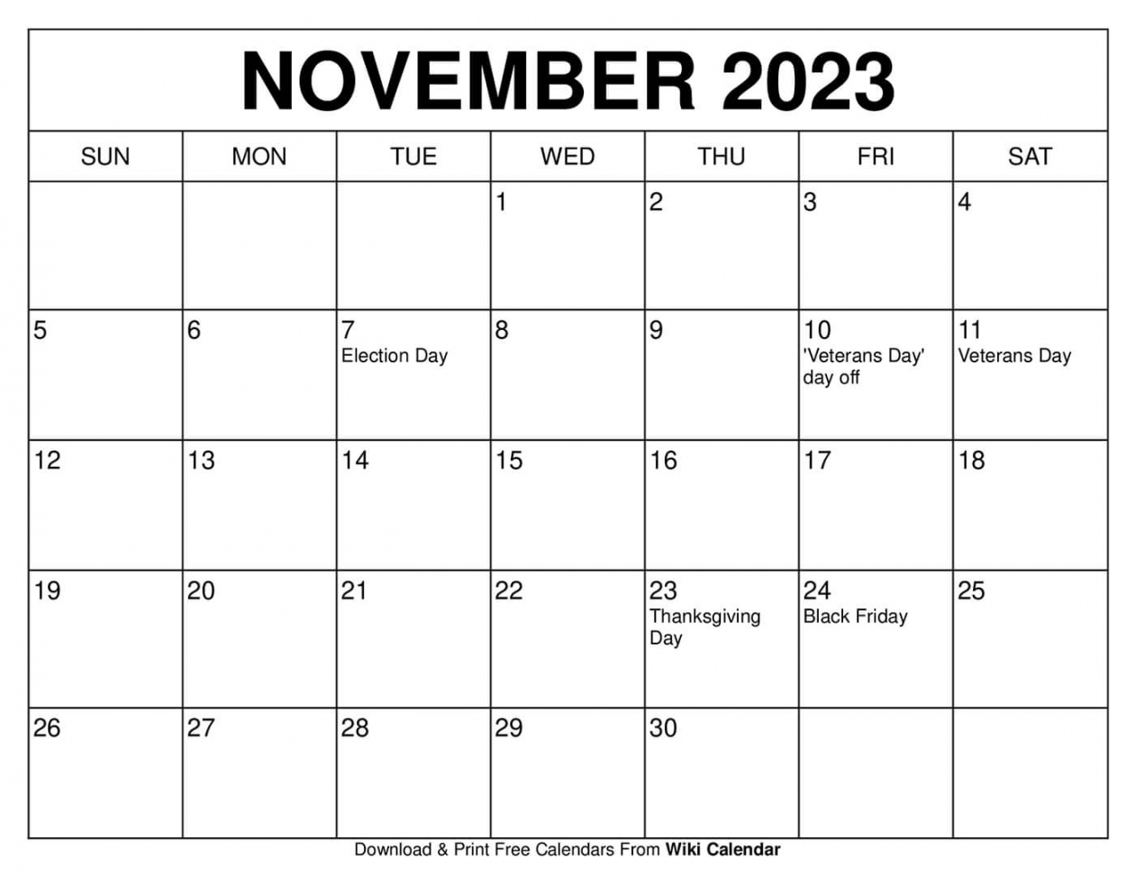 Free Printable Calendar November - Printable - Free Printable November  Calendar Templates with Holidays