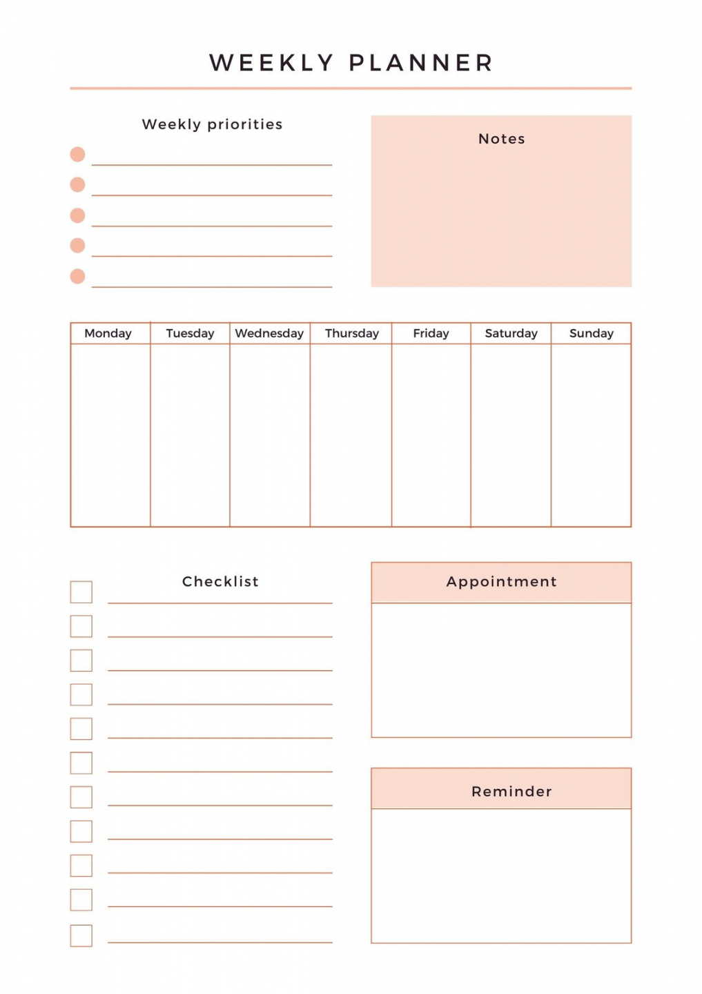 Weekly Planner Free Printable - Printable - Free, printable planner templates to customize  Canva