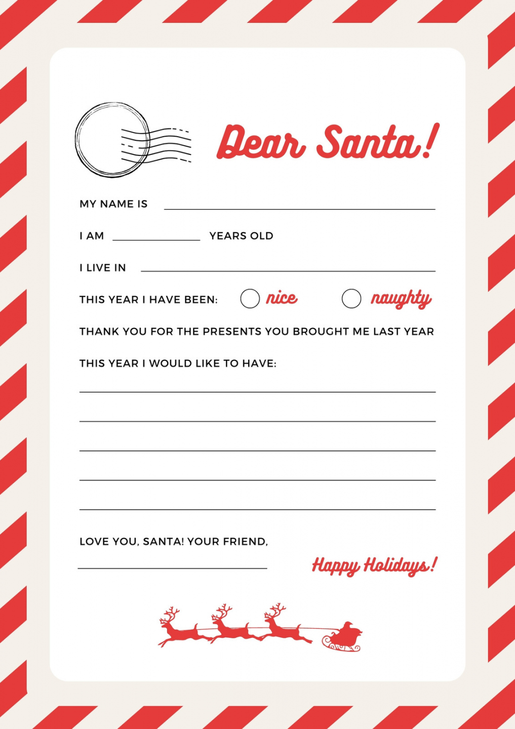 Free Printable Santa Letters - Printable - Free printable Santa letter templates you can customize  Canva