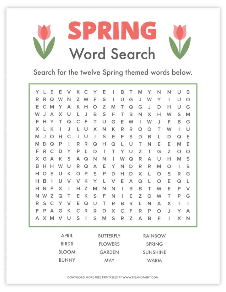 Spring Word Search Free Printable - Printable - Free Printable Spring Word Search - Pjs and Paint