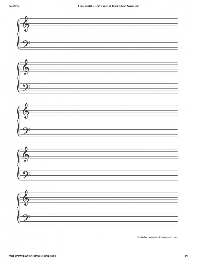 Free Printable Blank Sheet Music - Printable - Free Printable Staff Paper at Blank Sheet Music PDF  PDF