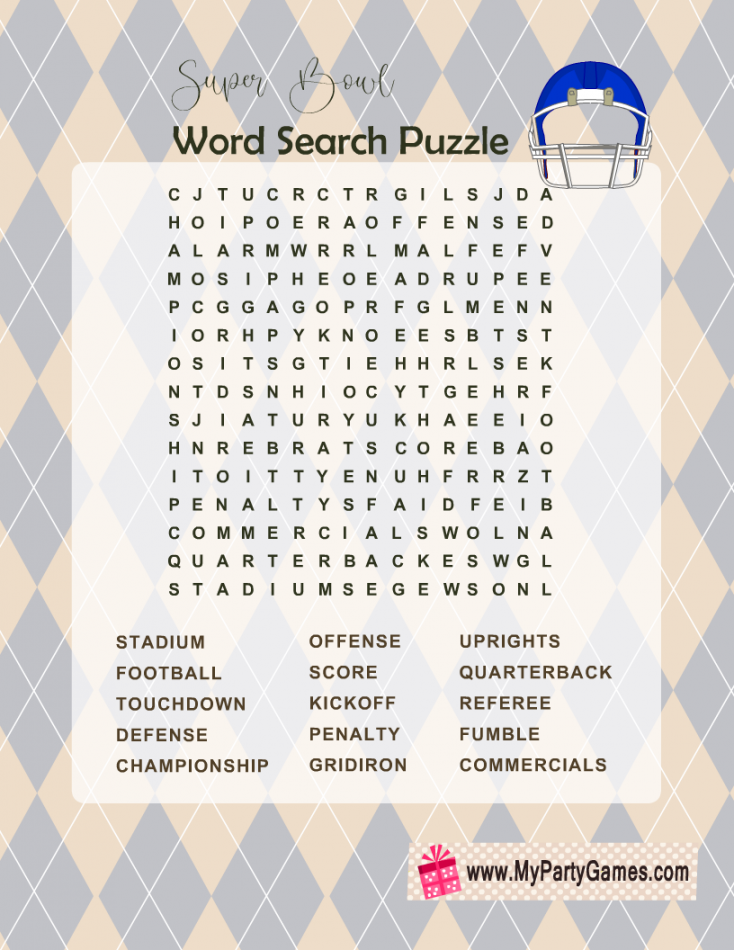 Super Bowl Party Games 2023 Free Printable - Printable - Free Printable Super Bowl Word Search Puzzle