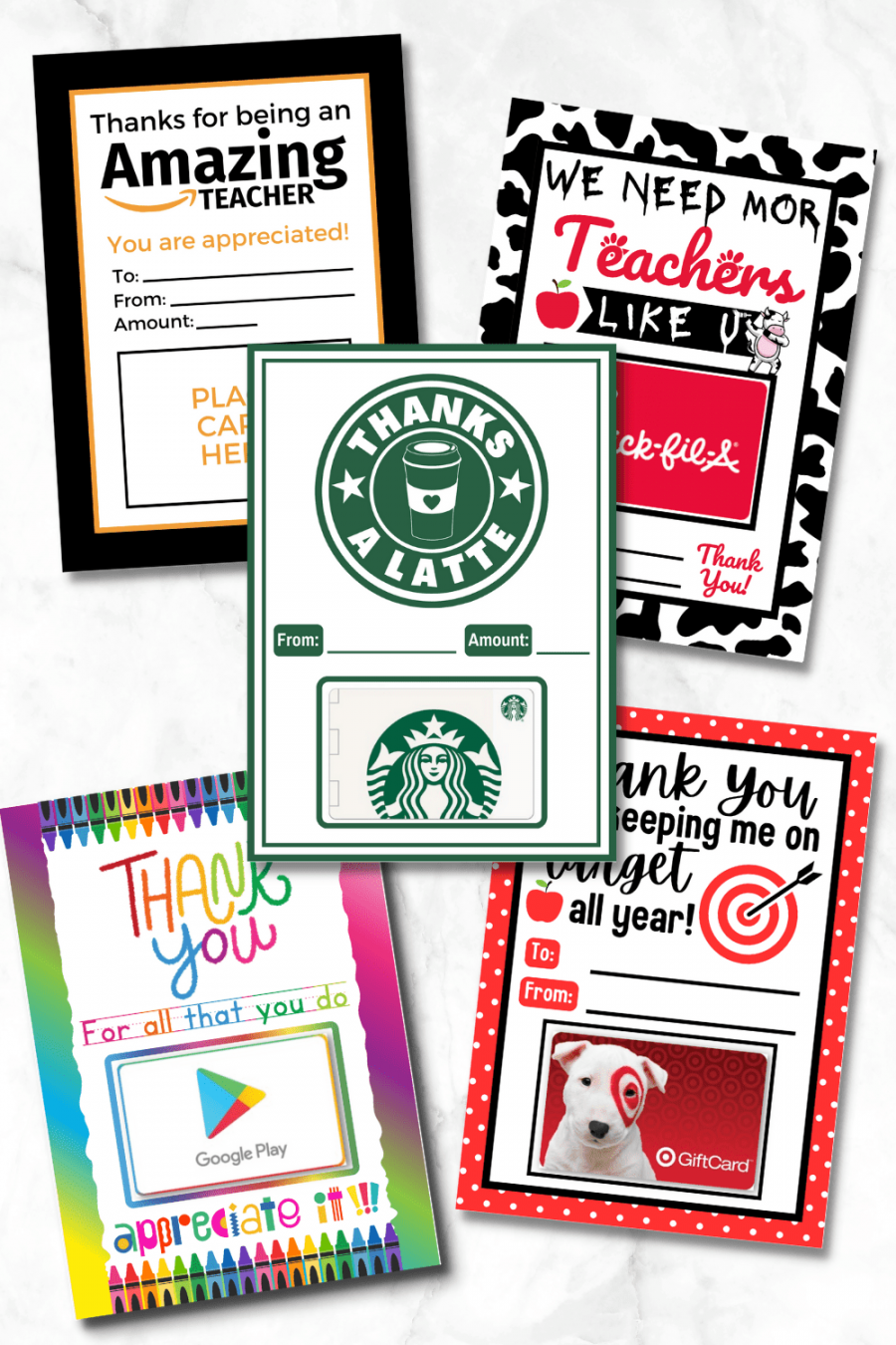 Free Printables For Teacher Appreciation - Printable - Free Printable Teacher Appreciation Gift Cards - Prudent Penny Pincher