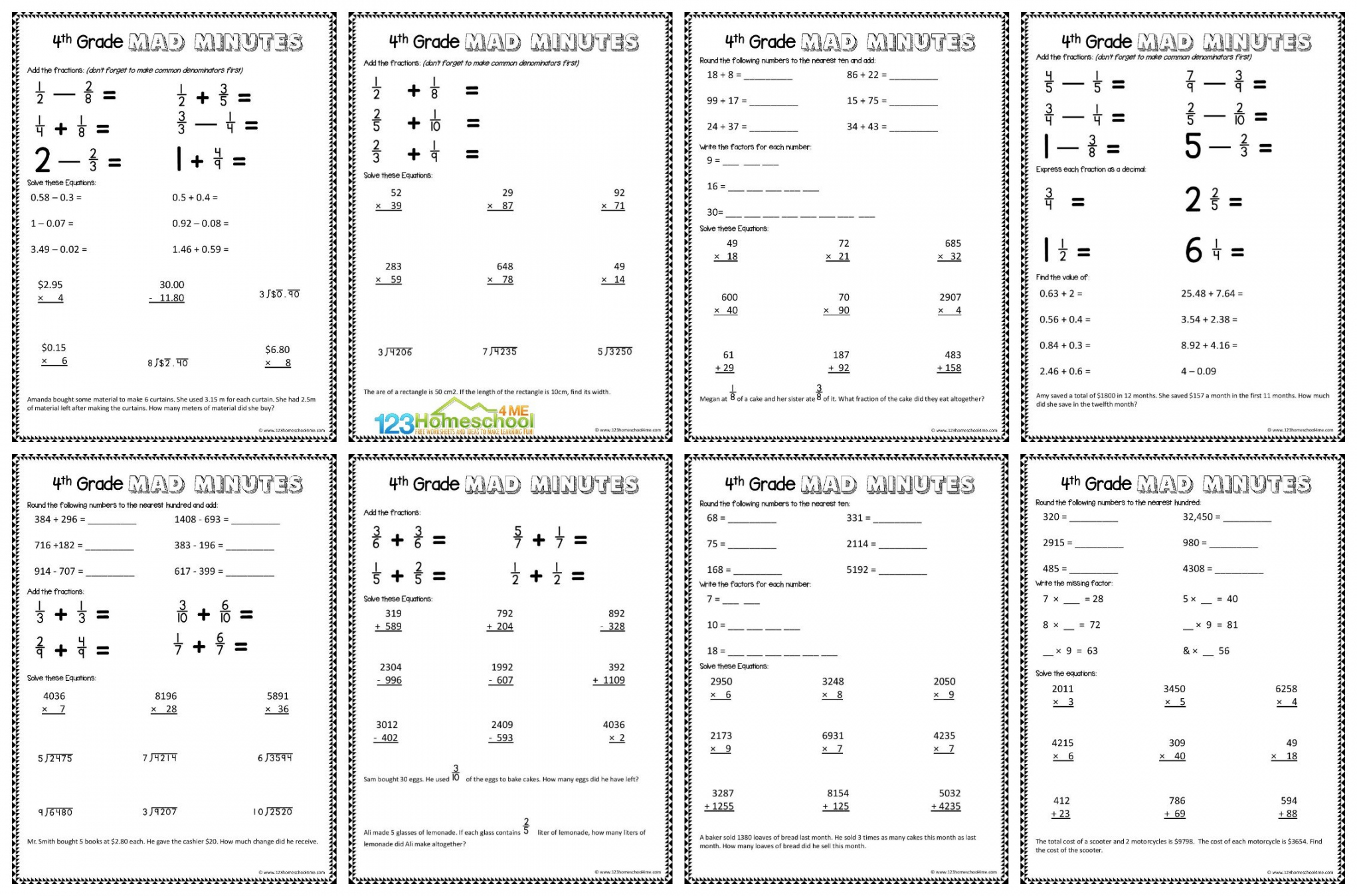 Math Worksheets For 4th Graders Free Printables - Printable - ✏️ FREE Printable th Grade Math Worksheets pdf