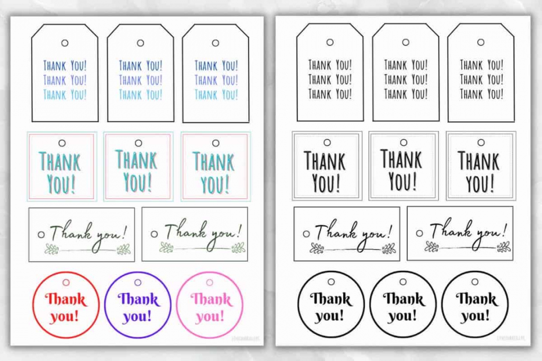 Free Printable Thank You Tags - Printable -  FREE Printable Thank You Gift Tags (For Gifts & Cards) ⋆ Love