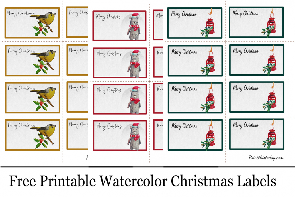 Free Printable Christmas Labels - Printable - Free Printable Watercolor Christmas Labels