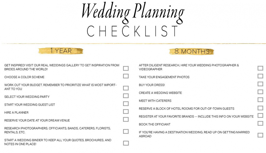 Free Printable Wedding Checklist - Printable -  Free Printable Wedding Planning Checklists