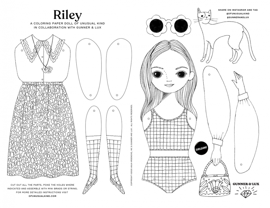 Free Printable Cutout Paper Dolls - Printable - FREE RILEY PAPER DOLL PRINTABLE PDF – Gunner and Lux
