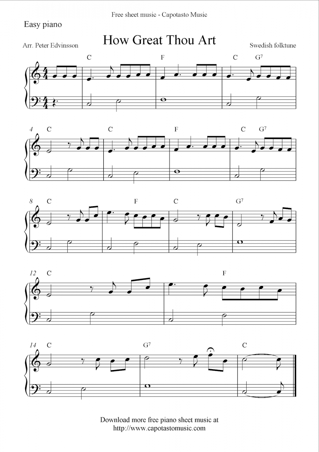 Free Printable Sheet Music For Piano - Printable - Free Sheet Music Scores: Free easy piano sheet music, How Great
