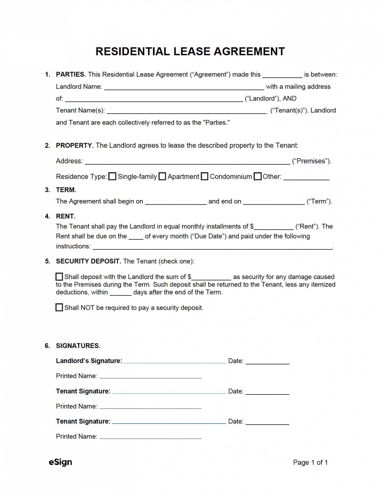 Free Printable Rental Agreement - Printable - Free Simple (-Page) Lease Agreement Template  PDF  Word