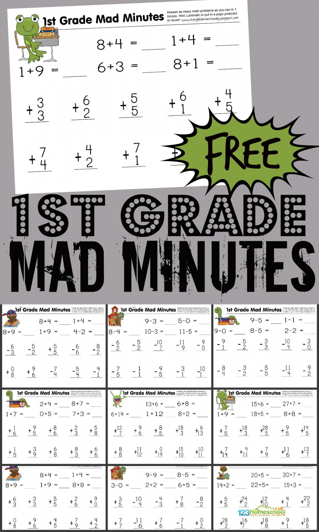 Free Printable Math Worksheets For 1st Graders - Printable - FREE st Grade Printable Math Worksheets & First Grade Mad Minutes!