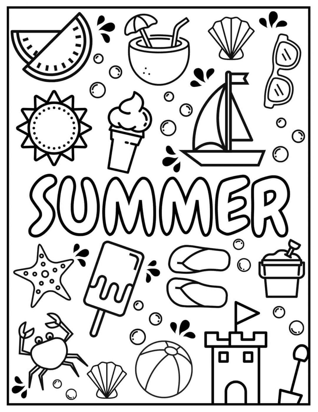 Summer Coloring Pages Free Printable - Printable -  Free Summer Coloring Pages for Kids - Prudent Penny Pincher