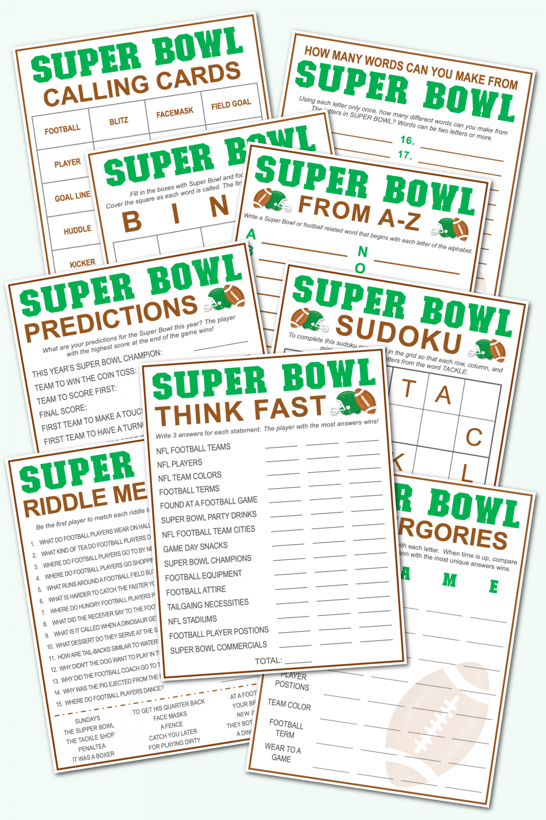 Super Bowl Party Games 2023 Free Printable - Printable - Free Super Bowl Printable Games - Kara Creates