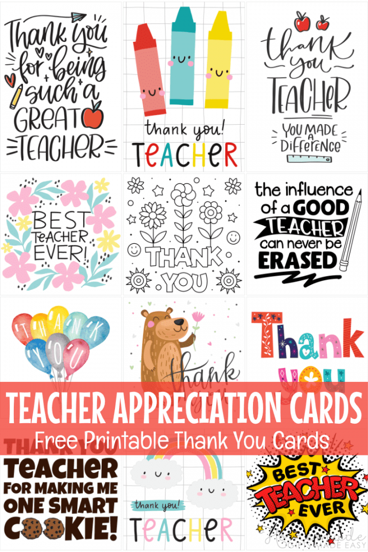 Free Printables Teacher Appreciation - Printable - Free Teacher Appreciation Cards & Thank You Cards for Teachers