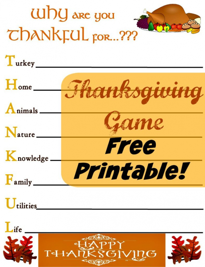 Free Printable Thanksgiving Games - Printable -  Free Thanksgiving Printables for Table Family Games and
